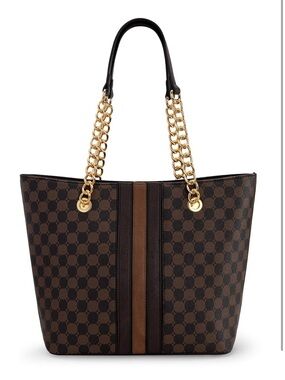 Montana West Brown Chain-Handle Tote Bag